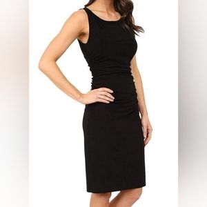 Norma Kamali Shirred Waist Black Scoop Neck Sleeveless Black Dress - XL